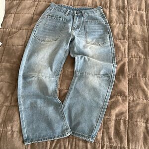 Blue Barrel Leg Jeans with Classic Fit